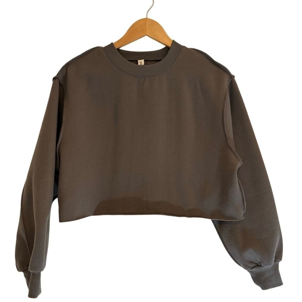 Cropped Fleece Sweatshirt Minimalist Athleisure Quiet Luxury Scandi Neutral S
